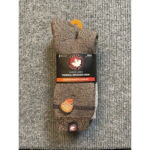 Men Canada Weather Gear Fleece Lined Thermal Brushed Crew Socks Size 6-12 Brown